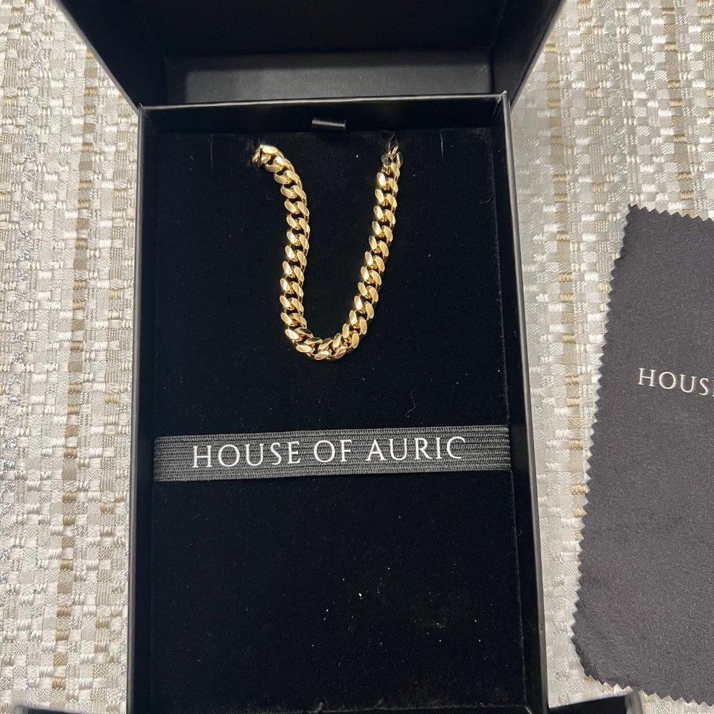 18k Gold Vermeil House of Auric 7MM Cuban Bracelet NIB Size 9.5